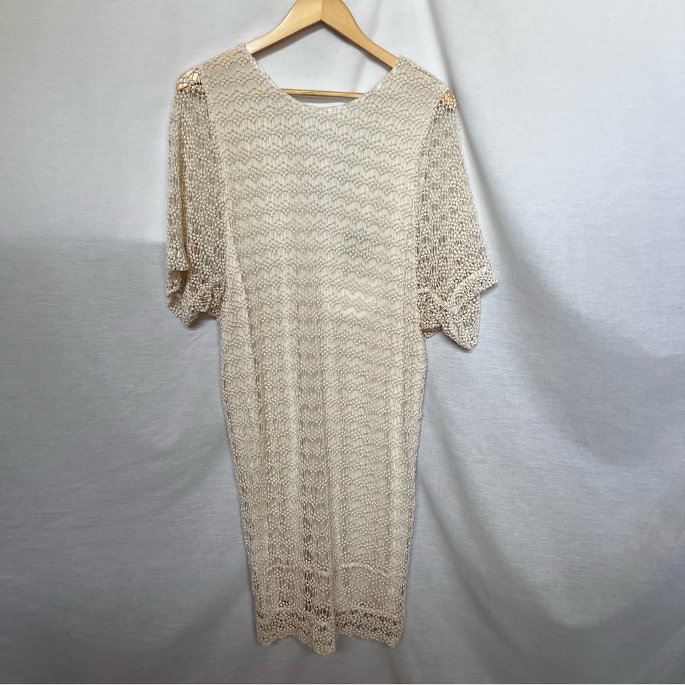 By Malene Birger Cream Cotton Dot Lace Scoop Neck Dolman Sleeves Dress.  Size 36